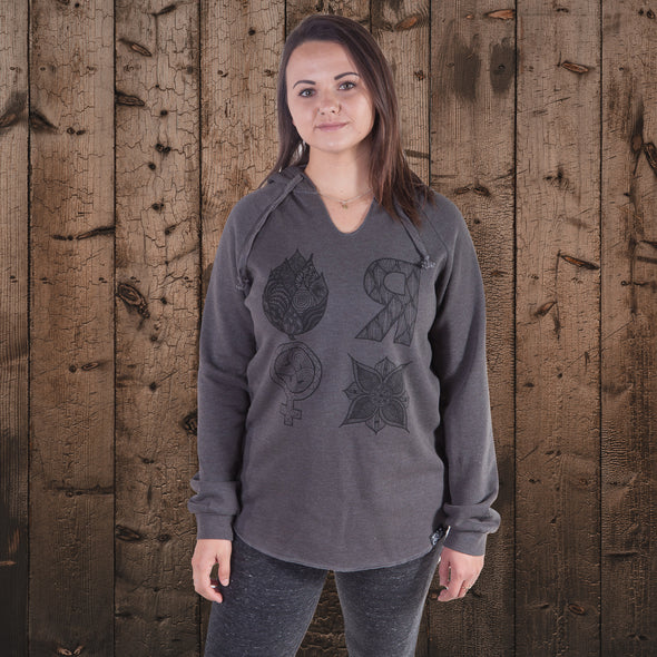 Hops R Female Flowers V-neck Hoodie-Shadow