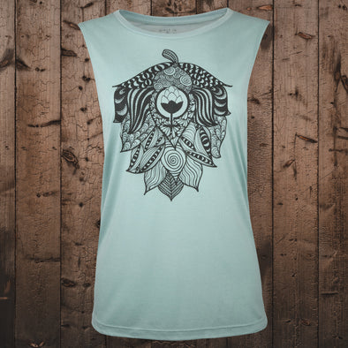 Liberty X Doodle Hi-Lo Muscle Tee-Dusty Blue