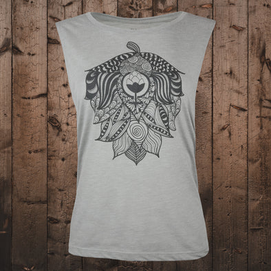 Liberty X Doodle Hi-Lo Muscle Tank-Heather Stone