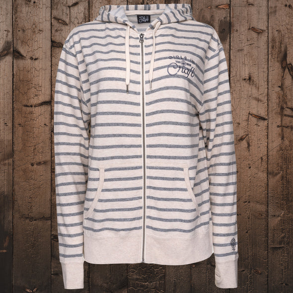 Striped Trademark French Terry Zip Hood