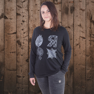 Hops R Female Flowers Long Sleeve Tri-blend-Black