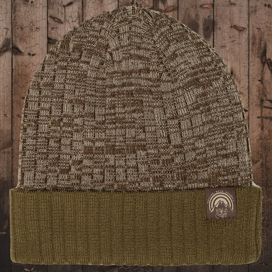 Nature Beer Repeat Beanie-Olive/ Brown Heather