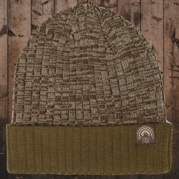 Nature Beer Repeat Beanie-Olive/ Brown Heather