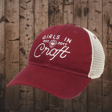 OG Logo Relaxed Twill Trucker Hat-Garnet/Natural