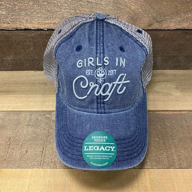 OG Logo Relaxed Twill Trucker Hat-Navy/Grey