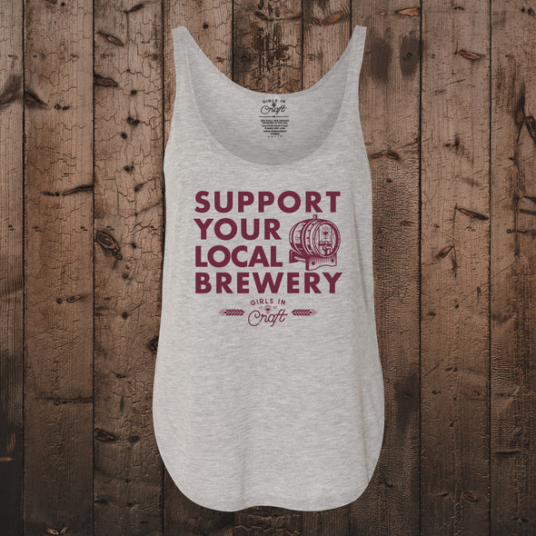 Support Your Local Brewery Side Split Tank-Heather Grey