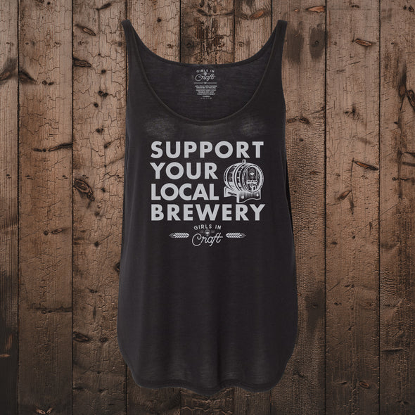 Support Your Local Brewery Side Split Tank-Black