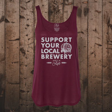 Support Your Local Brewery Side Split Tank-Maroon