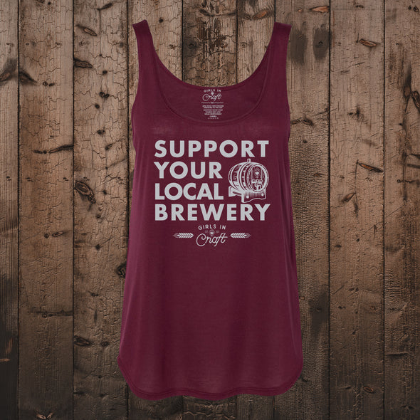 Support Your Local Brewery Side Split Tank-Maroon