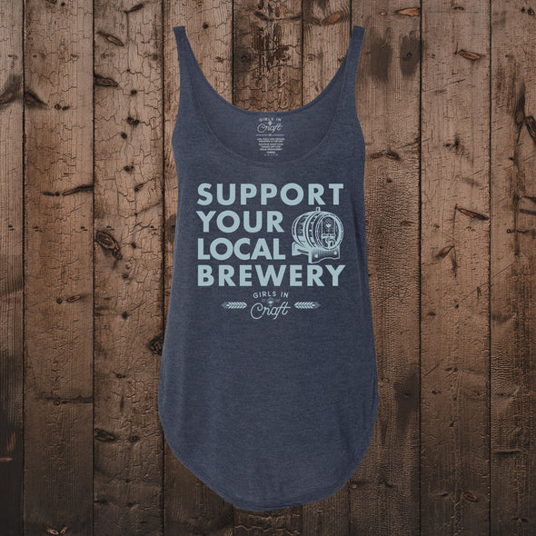Support Your Local Brewery Side Split Tank-Navy Heather
