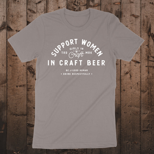 Support Women in Craft Beer Short Sleeve Tee-PEBBLE BROWN