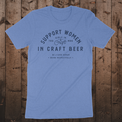Support Women in Craft Beer Short Sleeve Tee-HEATHER COLUMBIA BLUE