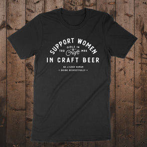 Support Women in Craft Beer Short Sleeve Tee-Black