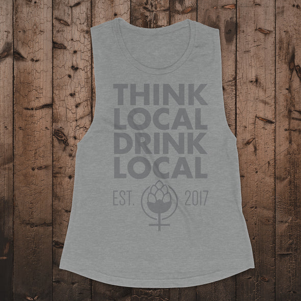 Think Local Drink Local Muscle Tank-Ash