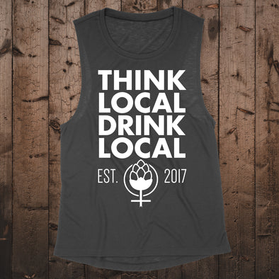 Think Local Drink Local Muscle Tank-Black