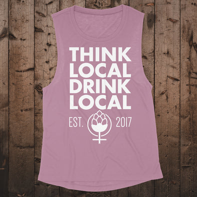Think Local Drink Local Muscle Tank-Shiraz
