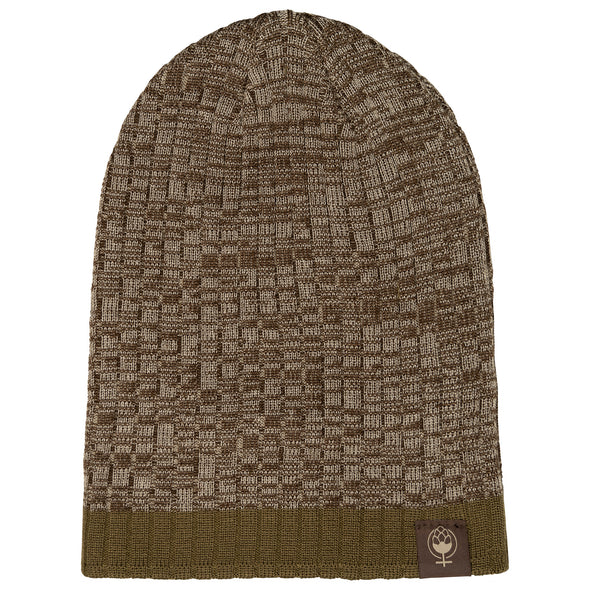 Nature Beer Repeat Beanie-Olive/ Brown Heather